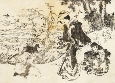 A Bride is on Her Way with Her Maid by Katsushika Hokusai